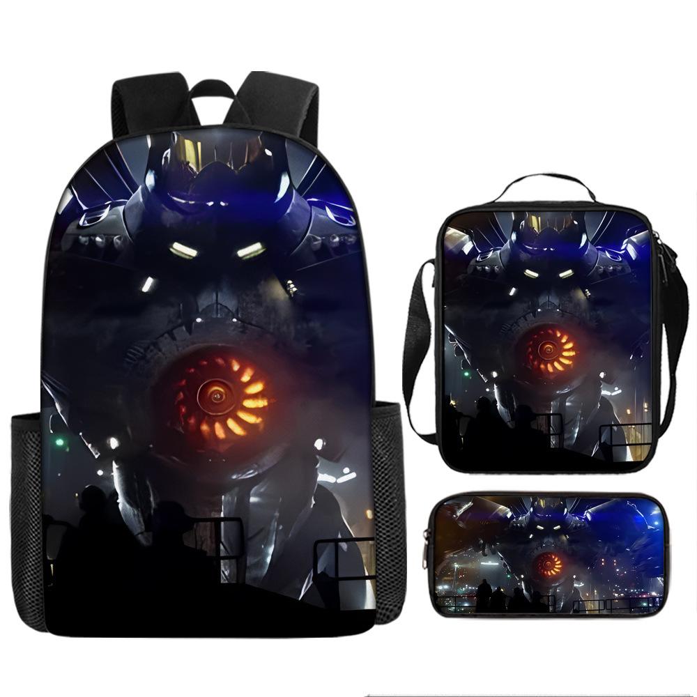 Pacific Rim schoolbag, primary and secondary school students, boys, mecha war, monster backpack, kindergarten burden reduction three-piece set