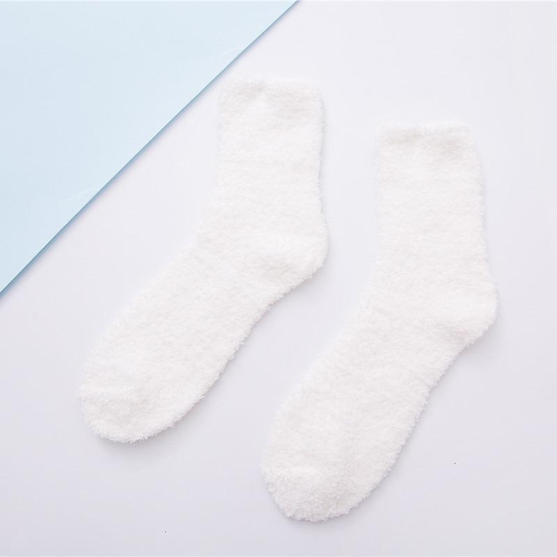 Winter Candy Farbe Korallen samt Frauen Warme Socken Plüsch Weibliche Verdickt Boden Schlafen Socke