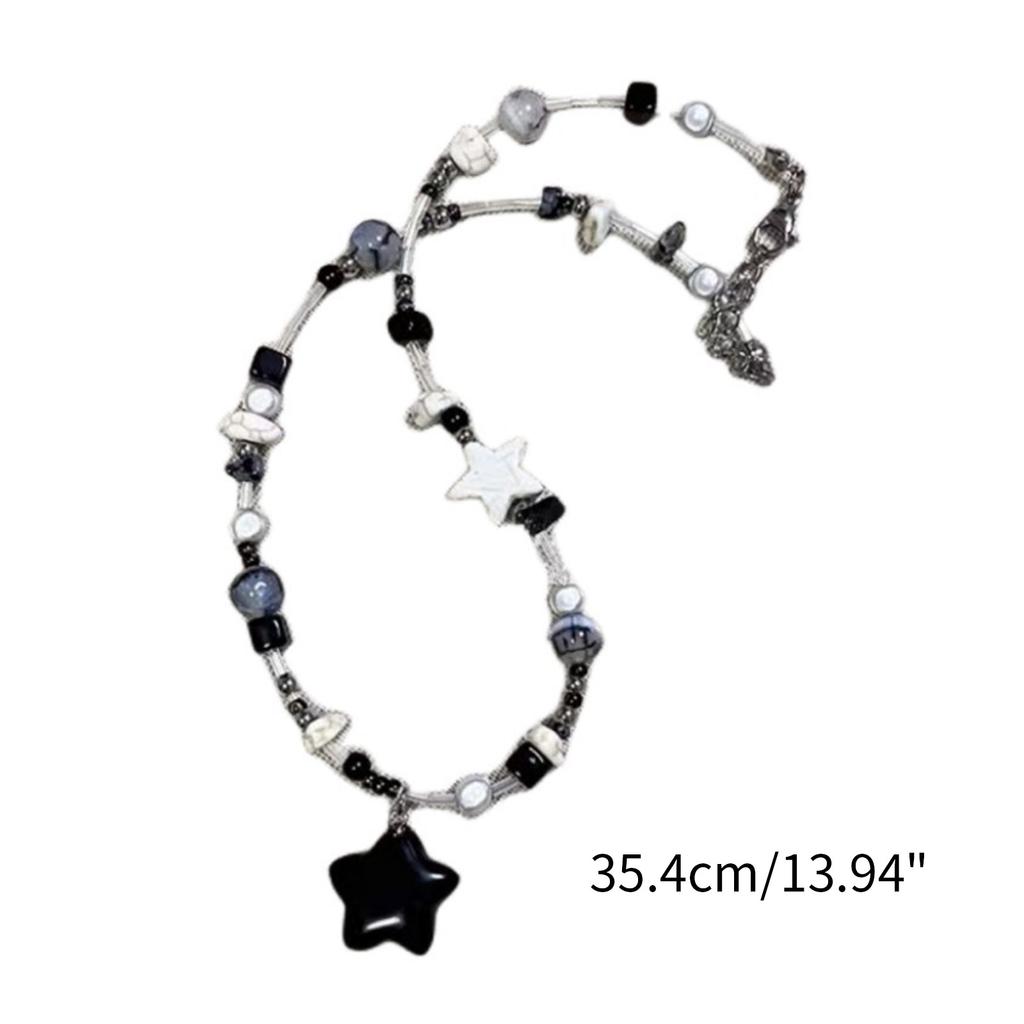 Y2K Choker Fashion Jewelry Star Pendant Beaded Necklace Resin Neck Jewelry Exquisite Accessory for Party Daily Wear