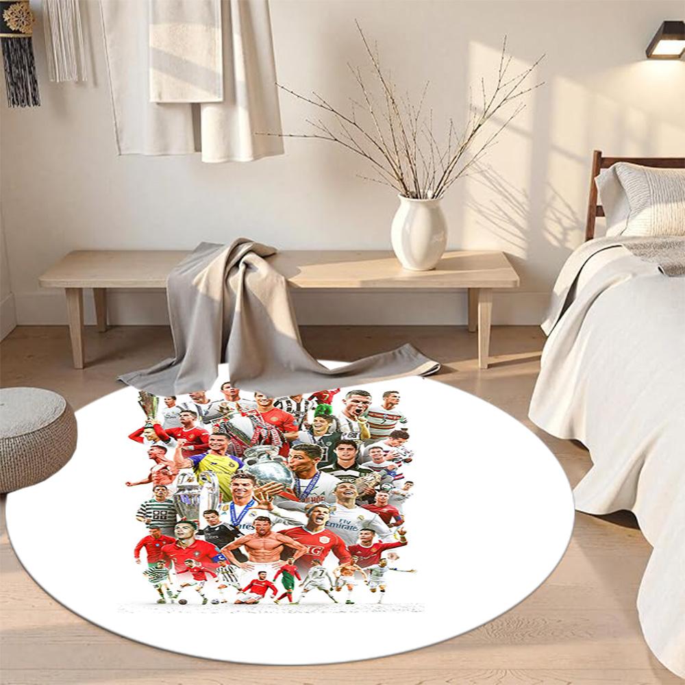 Cristiano Ronaldo Round Area Rug Perfect for Entryway Foyer Living Rooms Decorate room Antislip Round Carpet Office home decor