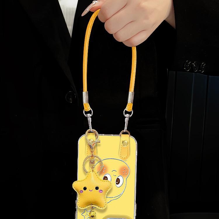 Cute cartoon doll lanyard suitable for apple 17 feather yarn mobile phone case iphone15promax cartoon 16 anti-drop