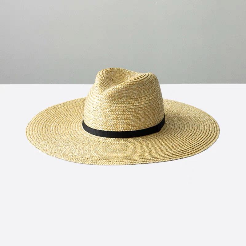 Damen Sommer Jazz Hut 100% Gehäkelt Weizenstrohhut Körper Handwerk Hutfabrikation Basis Fedora Panama Strand Sonnenhüte Chapeau Unisex Mützen