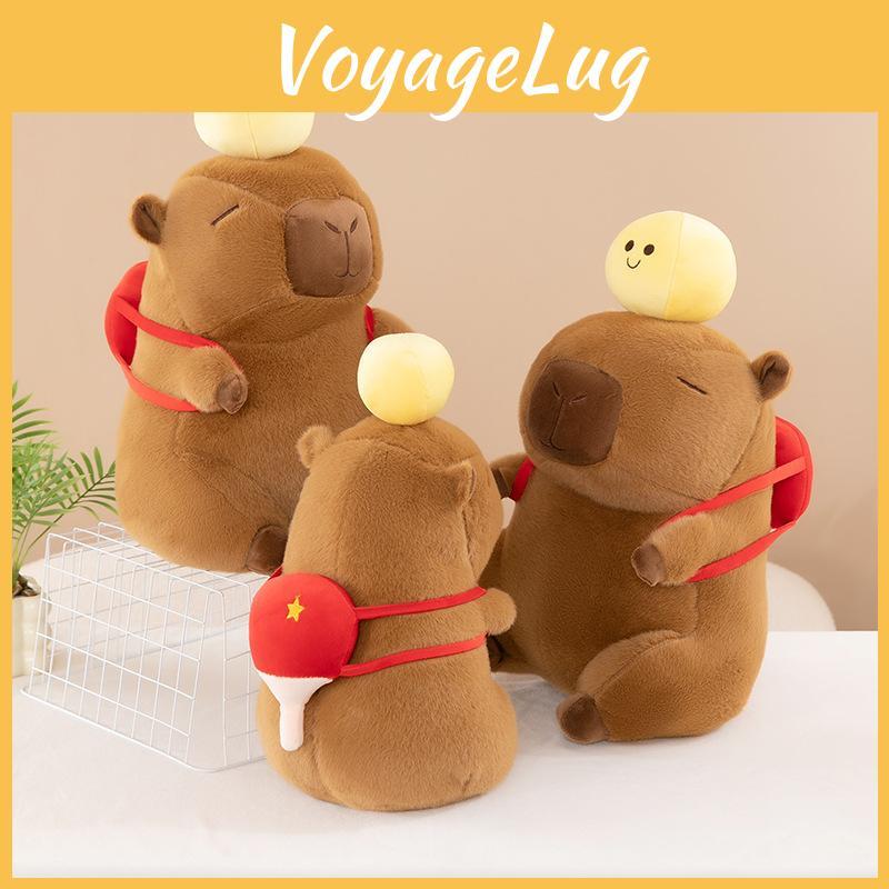 Table Capybara Tennis Backpack Plush Toy Cartoon Children Birthday Gift Doll