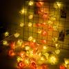 1.5/3m 20 Lights Rose Flower Shaped LED Light String Warm Lights Home Garden Party Decoration Lights Christmas Wedding Party Decoration