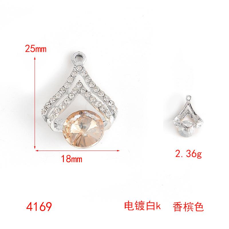 Color Transparent Rhinestone Diy Alloy Jewelry Accessories Diamond-Set Heart Bracelet Necklace Pendant Love Pendant