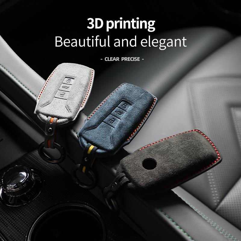Interior Mouldings For for Car Remote Key Case Cover Shell VW Volkswagen 2018 - 2021 Touareg 3 Button Alcantara Suede Car Key S