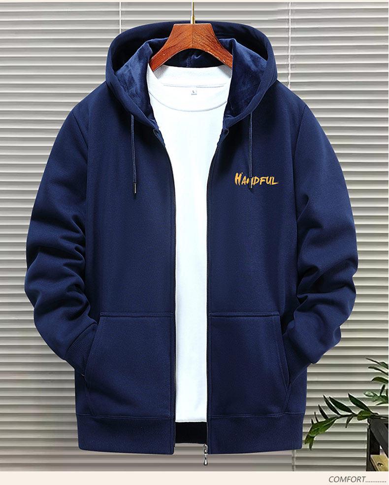 Men's Woodpecker Thickened Velvet Cardigan Hoodie - Loose Fit, Casual Couple Jacket for Spring, Autumn, Winter, Plus Sizes Available.