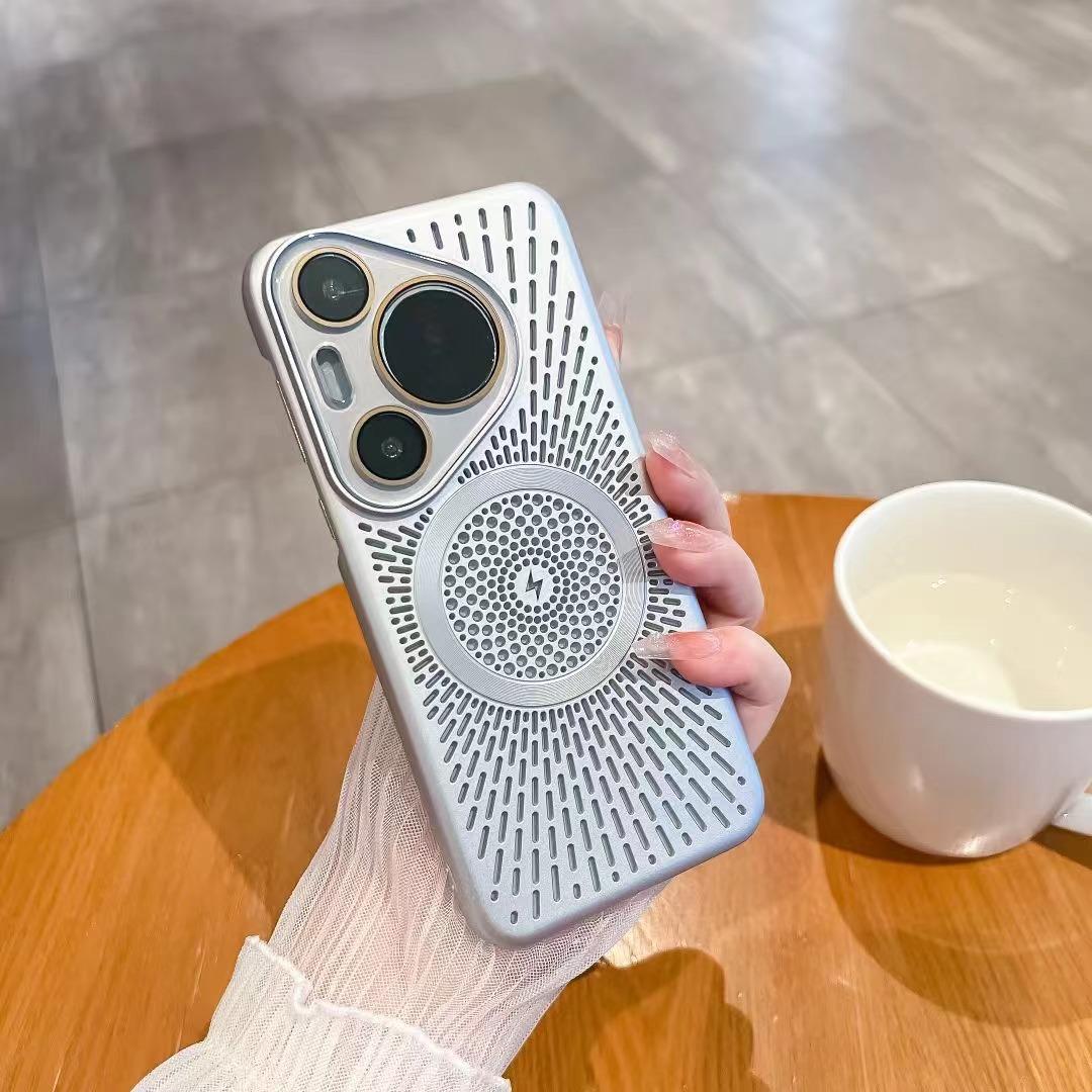 

Магнитный охлаждающий чехол для телефона Huawei Pura70Ultra, Дышащий чехол Berlin Mate60pro, Креативный противоударный защитный чехол Mate60pro+ серебряный