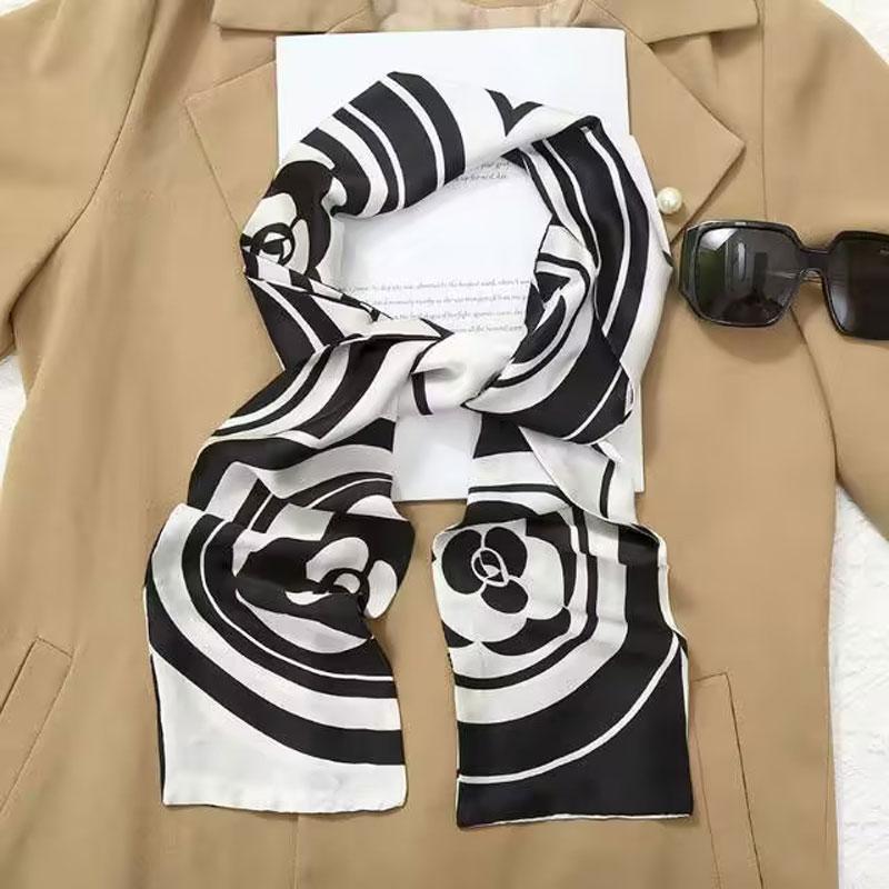 1 pcs 150x14cm Korean Style Silk Scarf Spring Autumn Small Narrow Long Hair Tie Square Scarf Suit Shirt