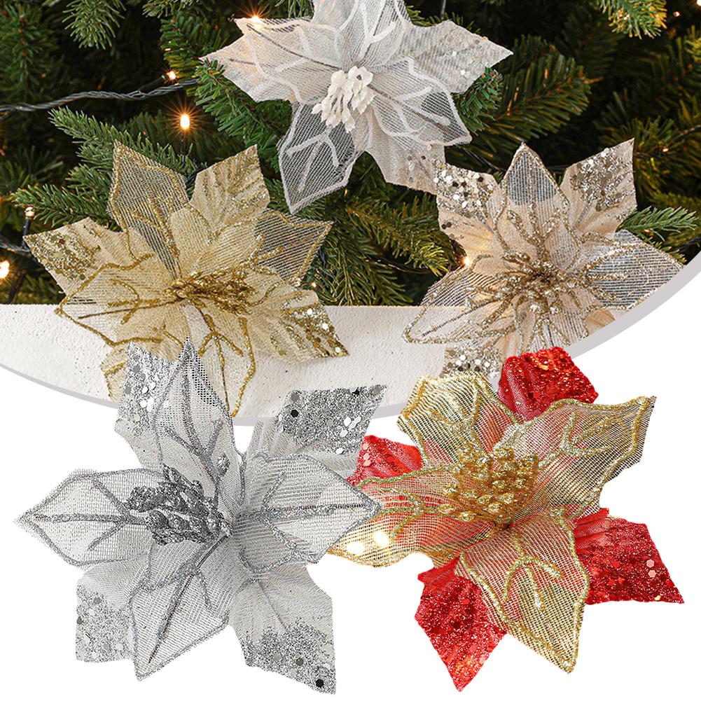 Julblomma Tyg+Plastblomma Diameter 18cm