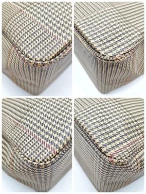 POLO RALPH LAUREN Checkered Tote Bag PVC Leather Beige Brown Used Japan