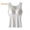 Winter Women Thermal Vest with Chest Pads Seamless Lace Fast Temperature Lock V Neck Slim Fit Elastic Sleeveless Inner Wear Bottoming Tank Top