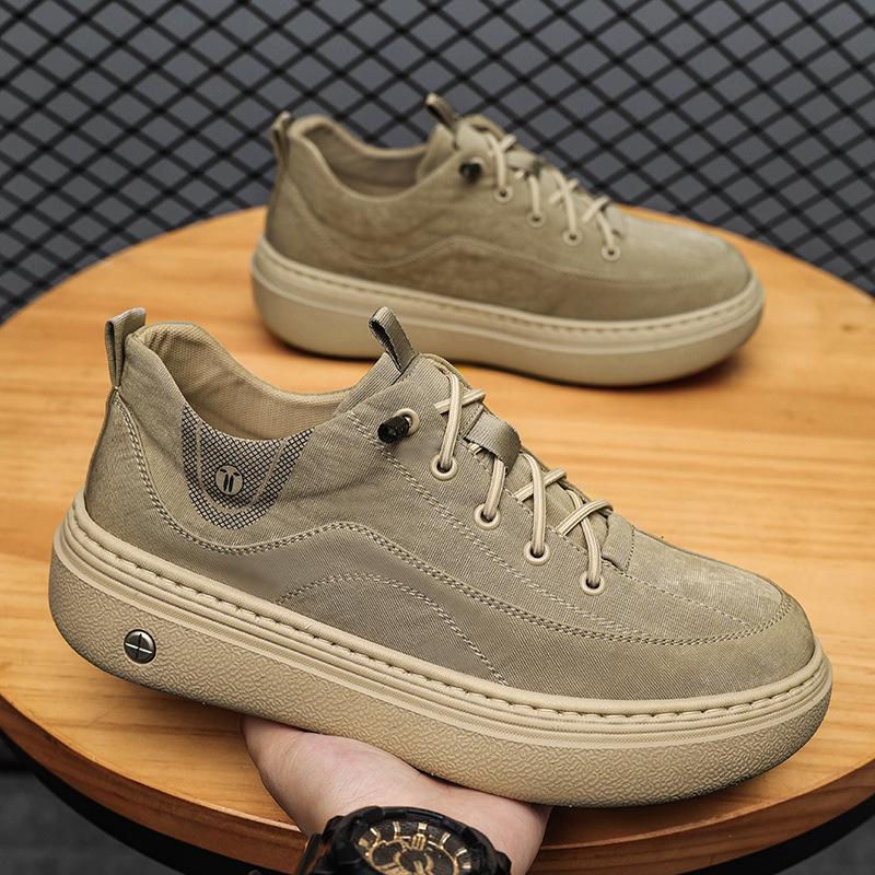 New autumn men's shoes platform canvas shoes casual trendy shoes old Beijing cloth shoes one pedal lazy comfortable driving shoes