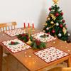 4pcs Cream Christmas Tree Reindeer Coffee Cup Snowflake Mistletoe Gift Bag Christmas Placemats, 12x18 Inch Washable