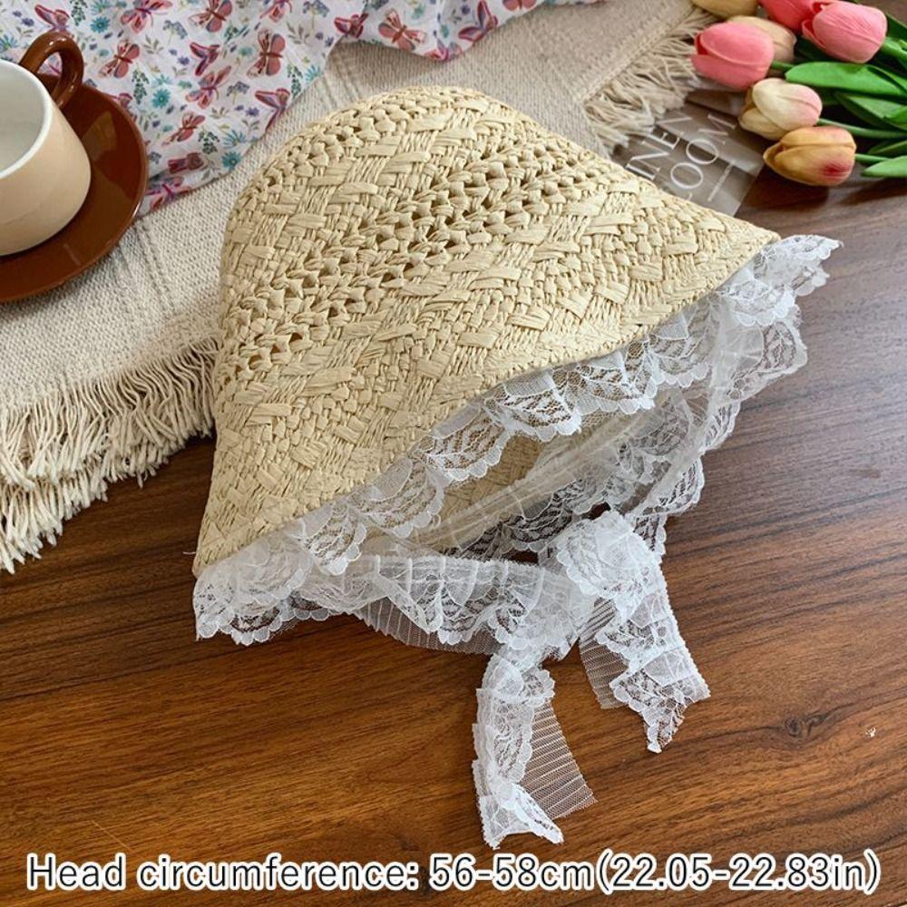 Foldable Straw Lace Hat Hollow Sunshade Hat New Sun Cap