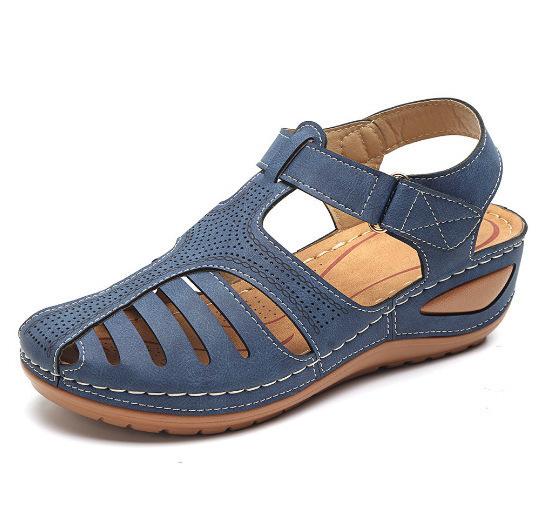 Vintage Wedge Sandals For Women Casual Fashion Velcro Comfy Platform Non -Slip Flat Sole Shoes Vacation Beach Walk Sandalias