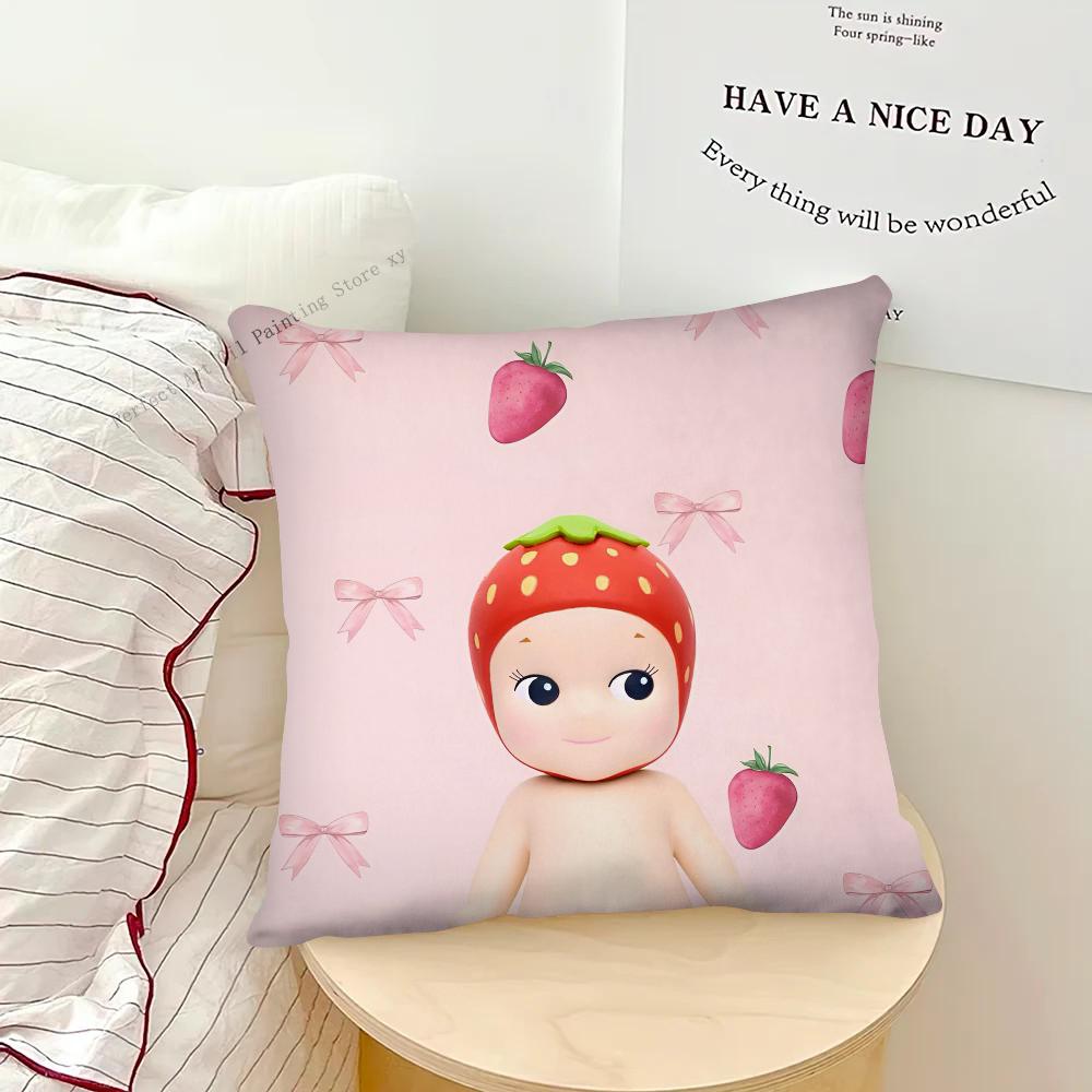 Niedliche Puppe Cartoon Sonnys Angels Kissenbezug Mode Quadratischer Kissenbezug Schlafzimmer Sofa Zimmer Ins Dekoration Freizeit Kissenbezug