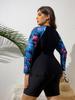 2024 Women's Plus Size Long-Sleeve Split Tankini Surf Swimsuit