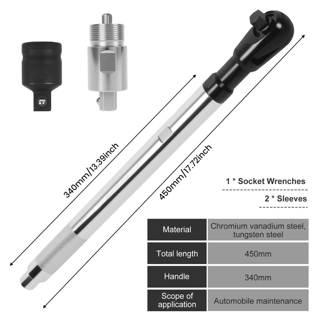 3in1 Wrench Extend Rod Heavy Duty Ratchet Extension Multi-functional Wrench Extender Portable for Tight Space Automobile Repair