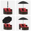 Garden Sofa in Brown and Red 168 x 168 x 180 cm Poly Rattan
