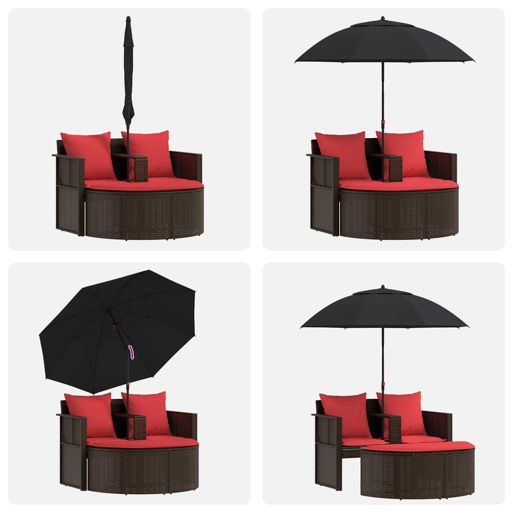 Garden Sofa in Brown and Red 168 x 168 x 180 cm Poly Rattan