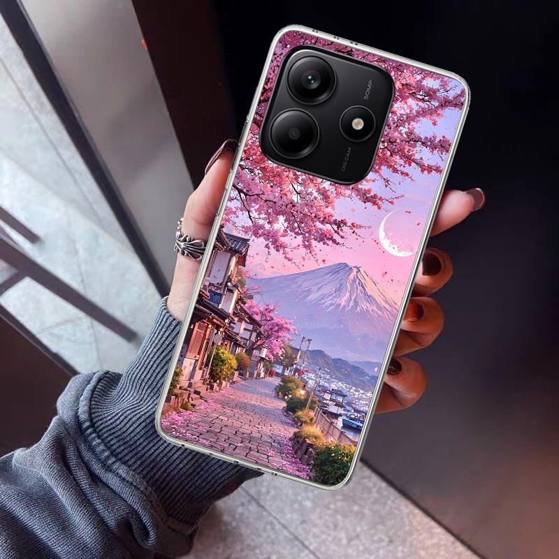 Japanese Cherry Mount Fuji Phone Case For Xiaomi Redmi Note 10 11 12 13 14 15 Pro Plus 11S 12S 14S 11T 11E 10S Soft TPU Back Cov