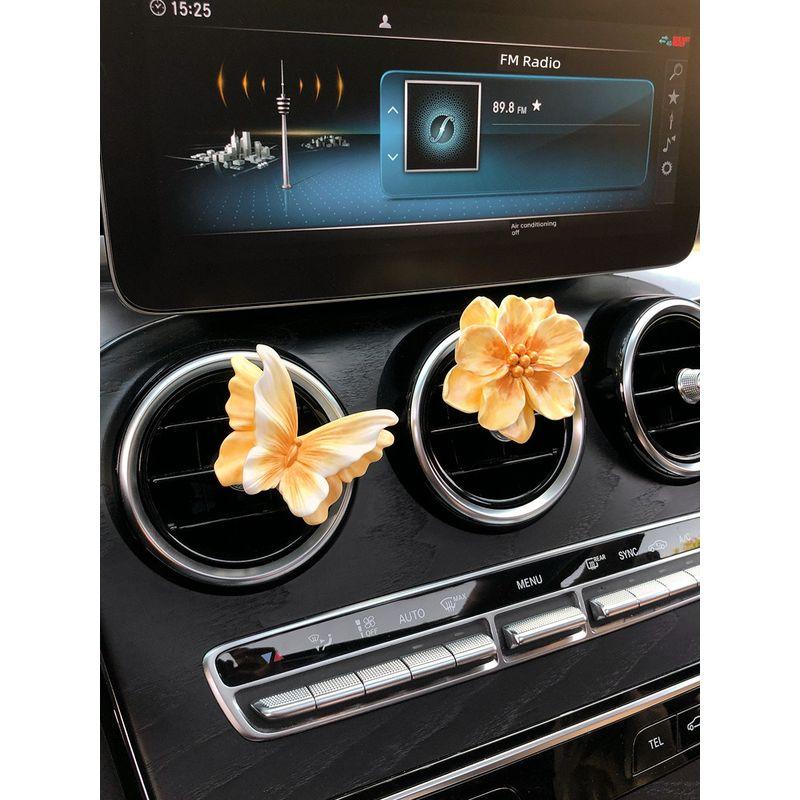 2026 New Butterfly Car Air Freshener Perfume Car Vent Decoration for Girls Flower Car Interior Accessories Diffuser Stone