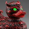 Devil Skull Duck Figurine Gothic Punk Halloween Duck Ornament Resin Demon Duck Statue with Glowing Green Eyes for Desktop Car Decoration
