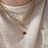 Red Heart Titanium Steel Necklace for Women, 2023 - Small Heart Clavicle Chain with Peach Heart Pendant.