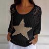 Women's Sweater Loose Hollow Knit Star Cardigan Round Neck Sun Shirt Summer Swimsuit Cover Up