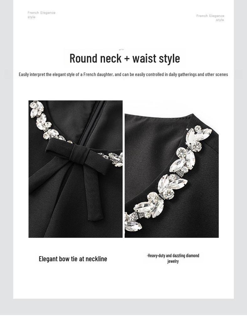 Women's Slim Short Sleeve Dress with Diamond Collar Design