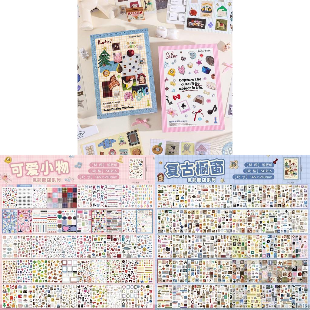 Livro de Adesivos Com Desenhos Fofos de Desenho Animado Para Diários de Estudante e Decoração DIY