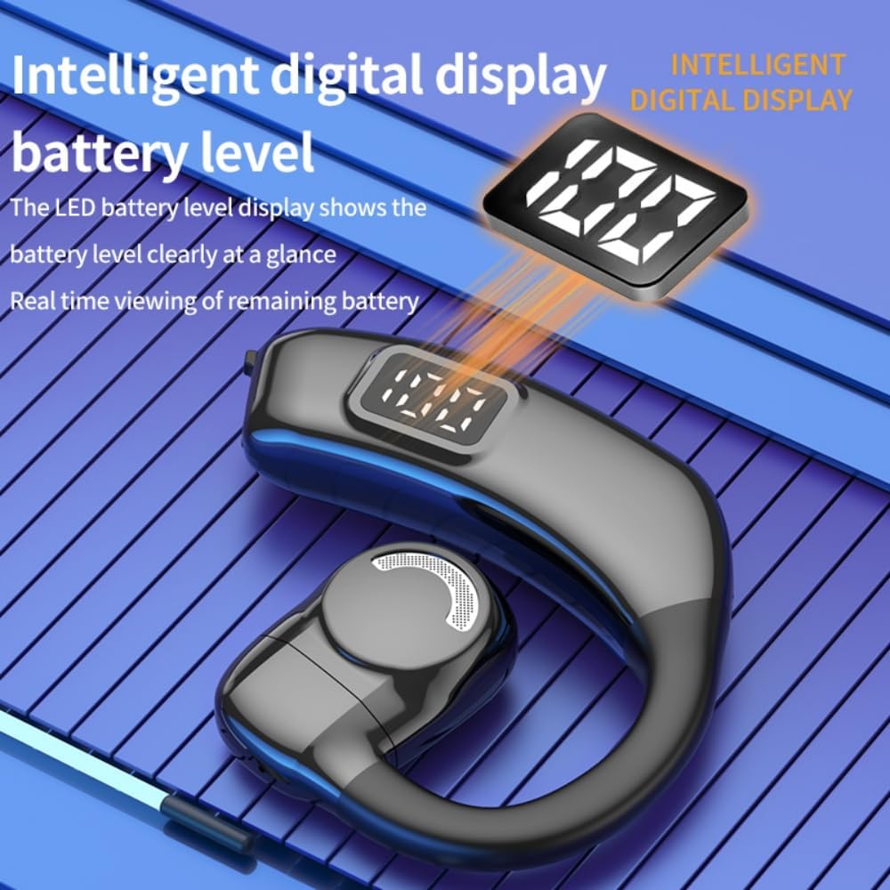 Bluetooth Headset V5.3, Wireless Bluetooth Earpiece 30Hrs HD Calling,LED Display Hands-Free Bluetooth Earphone for Driving/Business/Office, Black