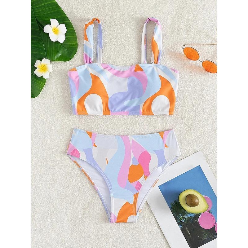 High Waist Bikini Swimsuit Woman 2025 Swimwear Female Sexy Bandeau Bikinis Sets Brazilian Beach Swimming for Women Bathing Suits
