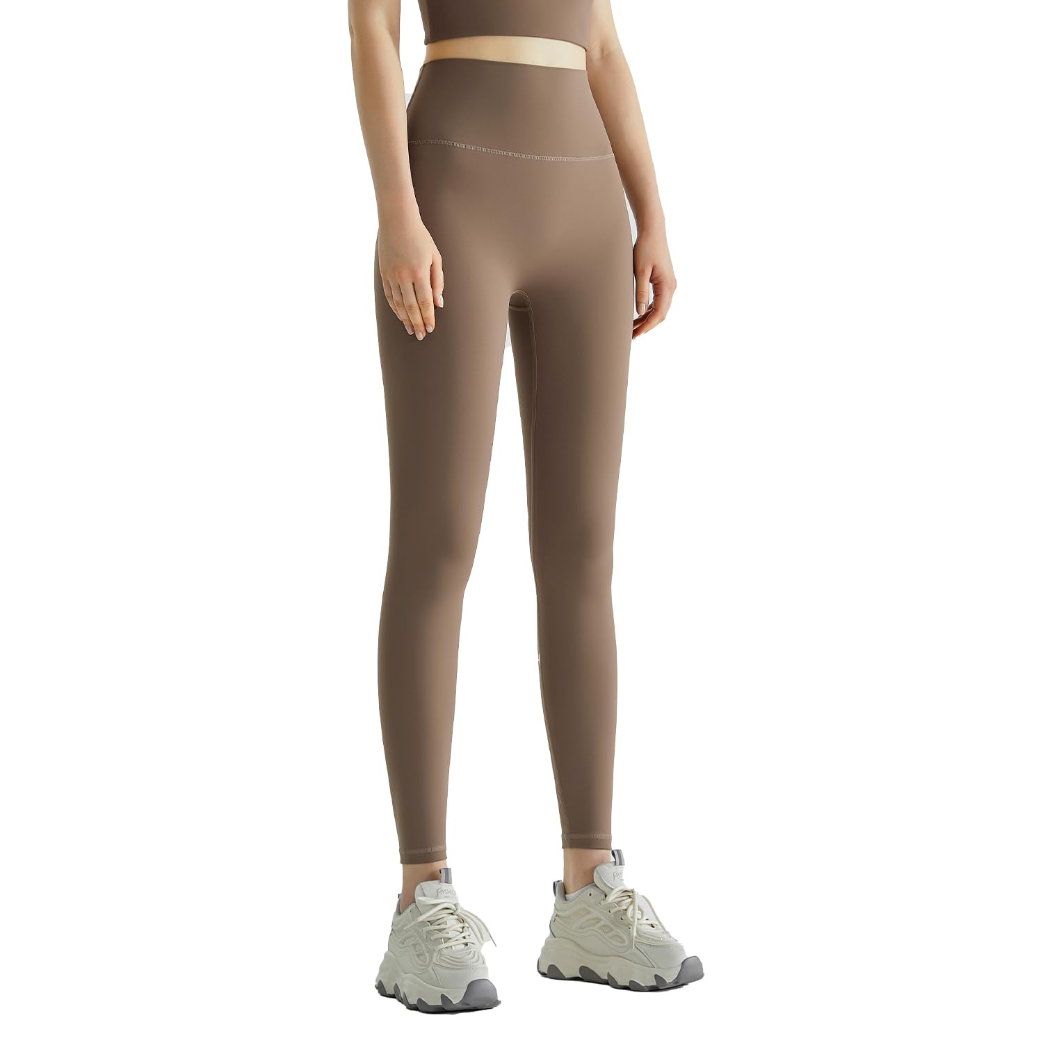 

Yoga High Yoga Sports Slimming Training Soft Material [Aromira] Women s Pants, Leggings, 9/10 Length, Waist, Wear, Tights, Sweat-Wicking, коричневый