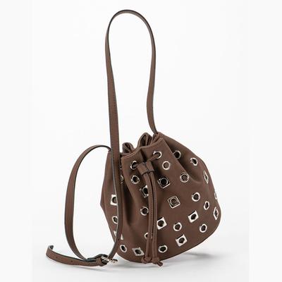 New Rivet Bag Women Small Bucket Bag Suede Rivet Bucket Bag Punk Style Hollow Messenger Bag Women's Bag
