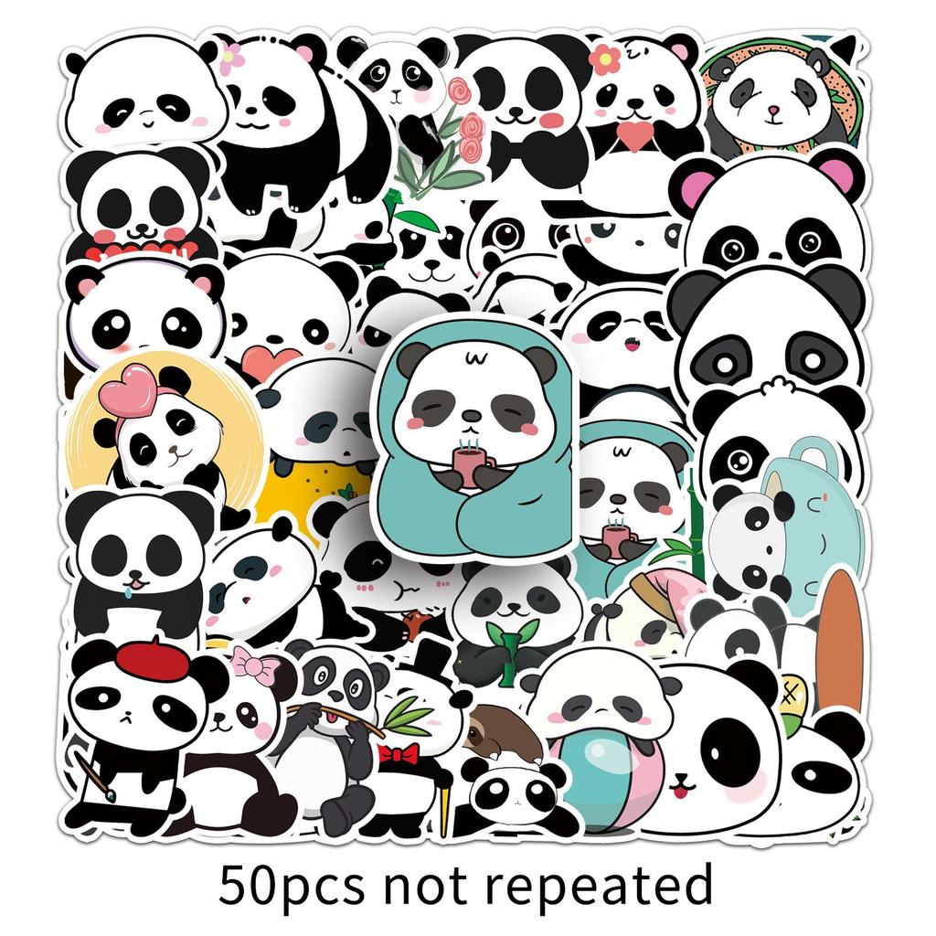 50 Panda Graffiti Stickers Cartoon Cute Animal Stickers DIY Suitcase Mobile Phone Water Cup Car Stickers