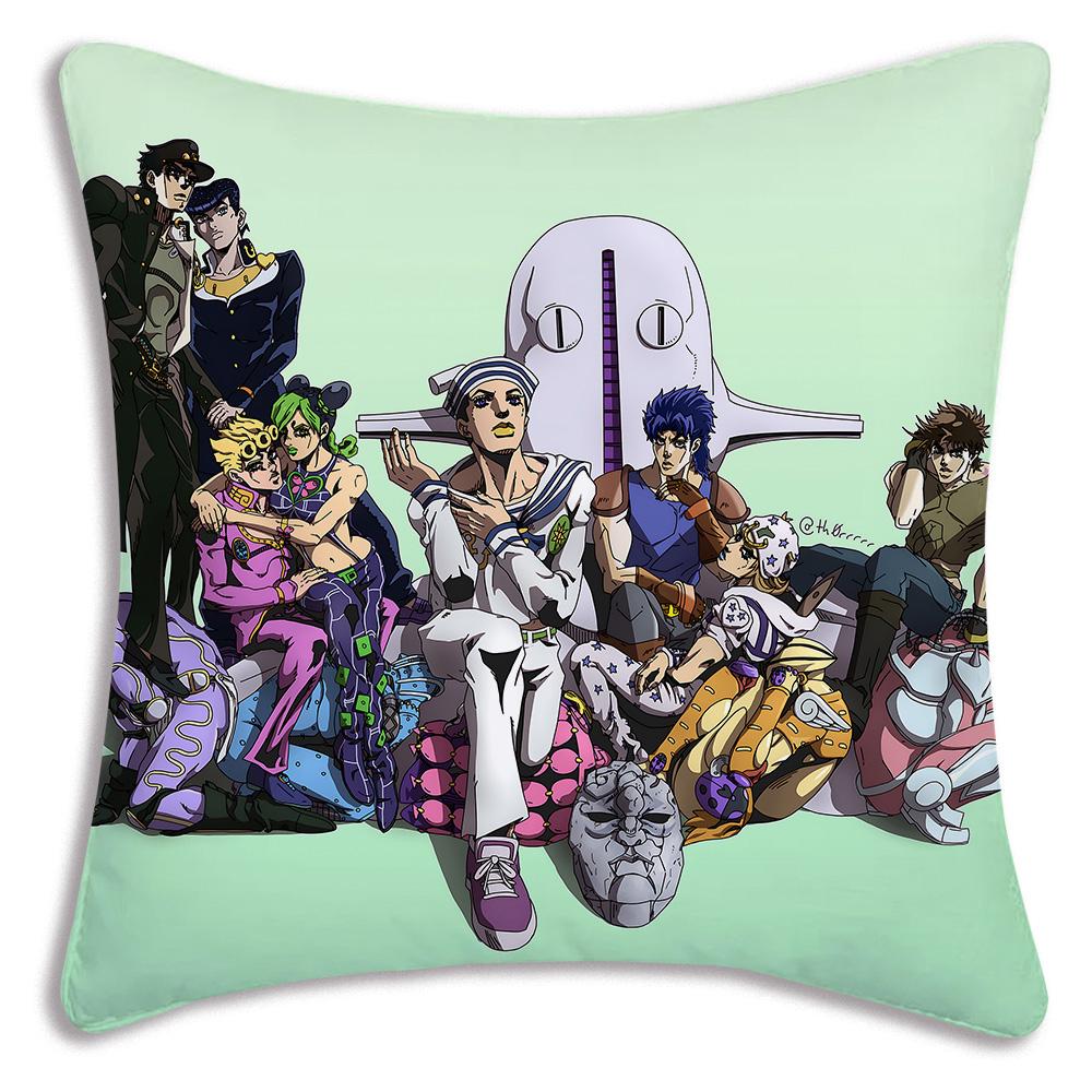 Cute JoJos Bizarre A-Adventure Pillow Covers Cartoon Sofa Decorative Home Double-sided Printing Short Plush Cute Cushion Cover