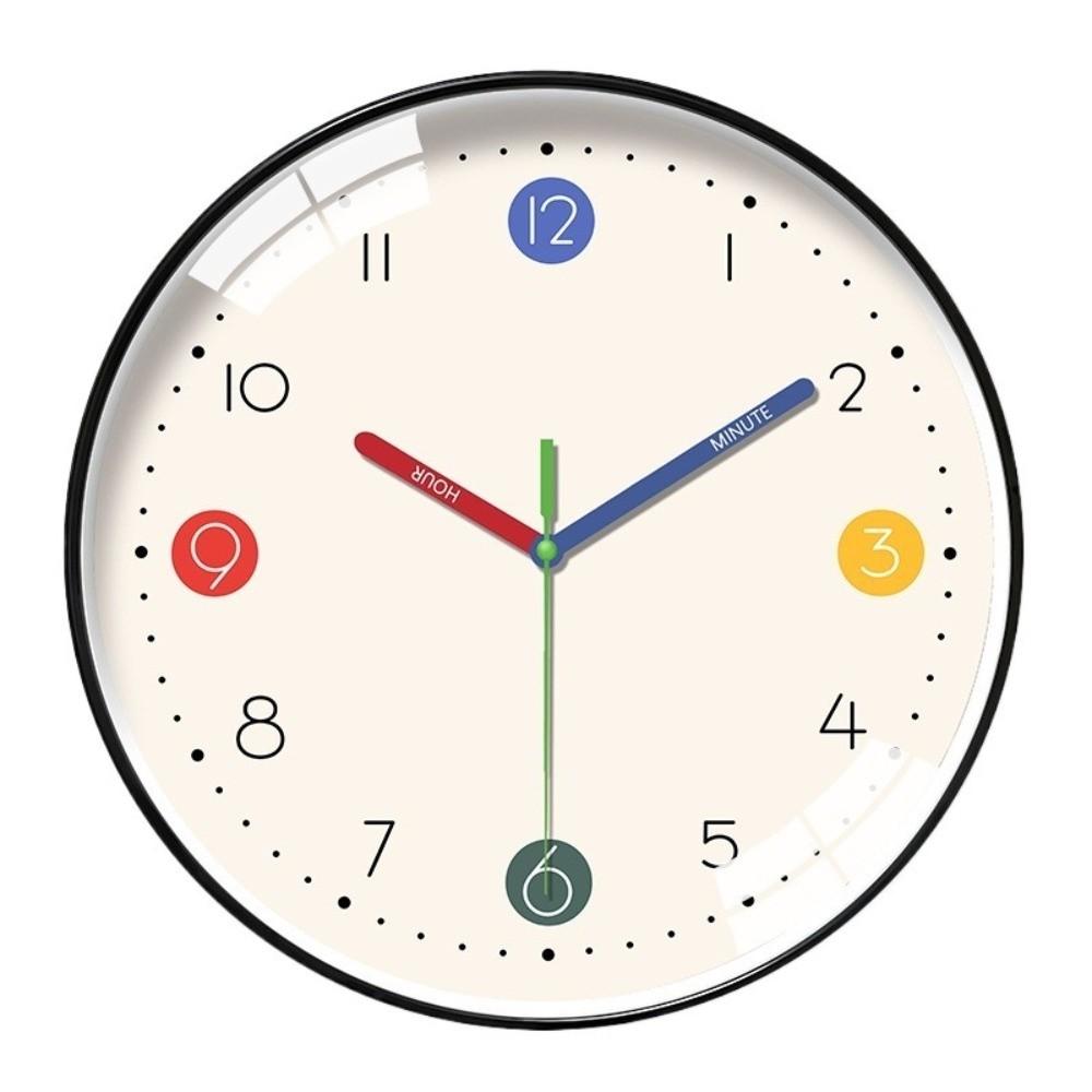 Colorful Early Education Wall Clock Round Digital Pattern Electronic Color Clock Minimalist Mute Learning Wall Hanging Clock