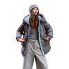 Trendy Brand Contrasting Color White Duck Down Medium and Long Down Jacket Women's Winter Fashion Hooded Thickened Foreign Jacket Burst