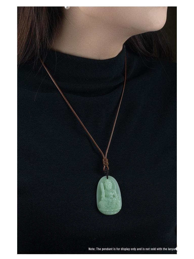 Hochwertige handgewebte gewachste Leder Jade Anhänger Halskette mit Sicherheitsverschluss