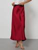 Women's Clothing Elegant Satin Midi Skirt Slim Fit High-Waisted Dress