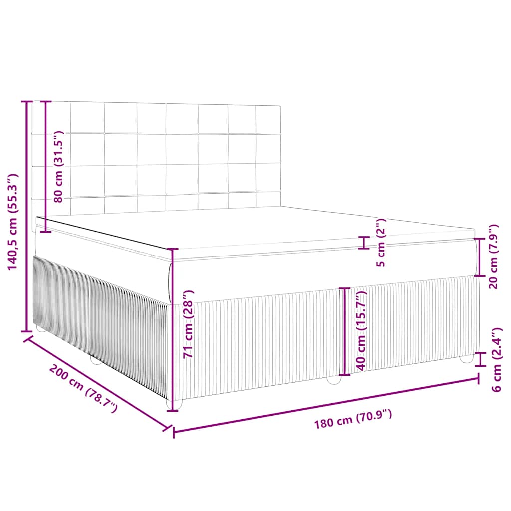 Box Spring Bed with Mattress Taupe 180x200 Cm Fabric