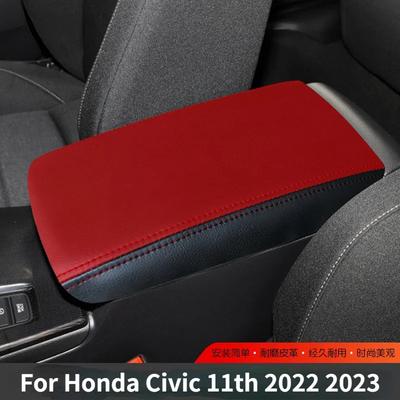 Soft Leather Armrest Cover For Honda Civic 11th 2024 2024 Car Center Control Armrest Box Surface Cover Trim PU Accessories