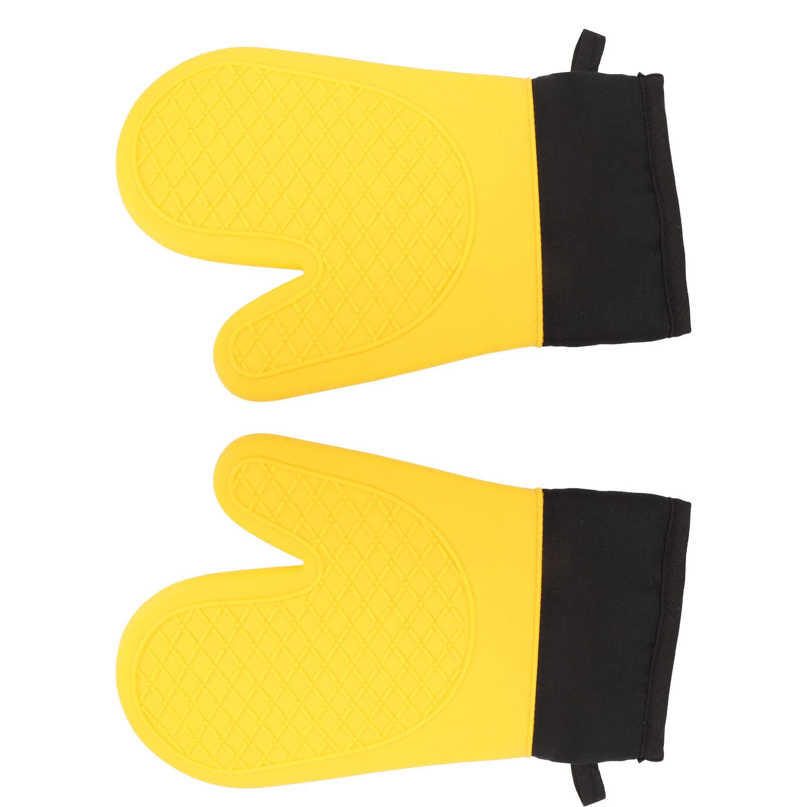 

2Pcs Oven Gloves Silicone Heat Resistant Water Proof Thickened Ribbed Oven Gloves Kitchen Accessories