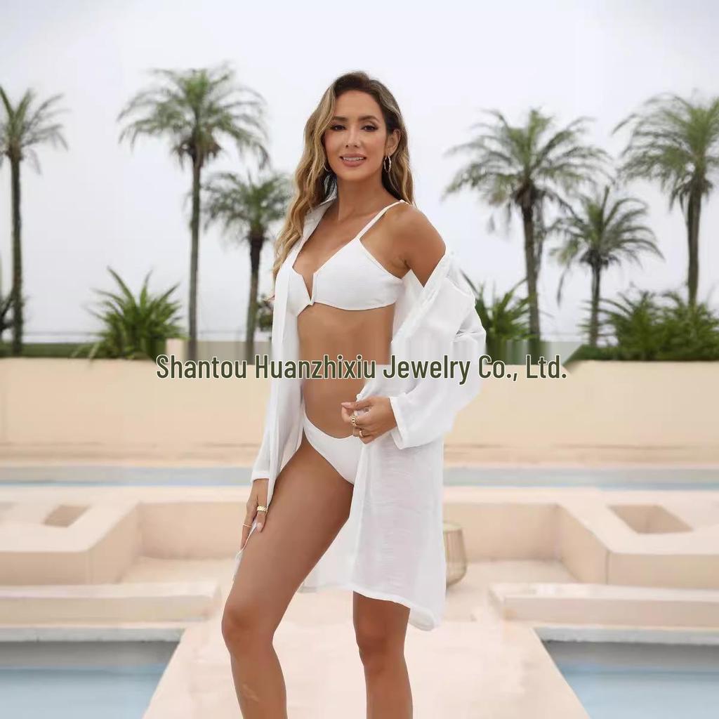 European & American Women's Summer Bikini Cover-up: Knitted Beach Cardigan