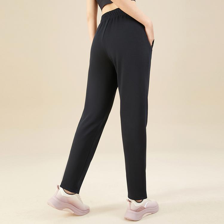 Anta Fleece Lined High Waist Straight Leg Workout Pants Women Bottoms Basic-Black 162347306-1