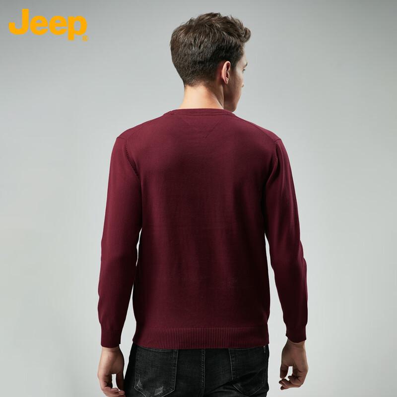 JEEP Men's Fleece Lined Round Neck Sweater