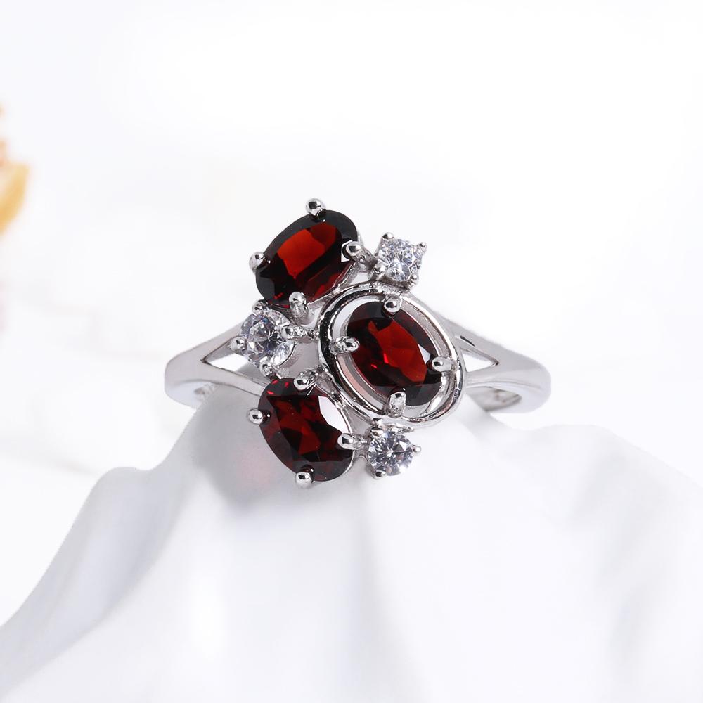 925 Silber Schmuckset mit natürlichen roten Granat-Edelsteinen Ohrringe und Ring für Frauen als schönes Geburtstagsgeschenk