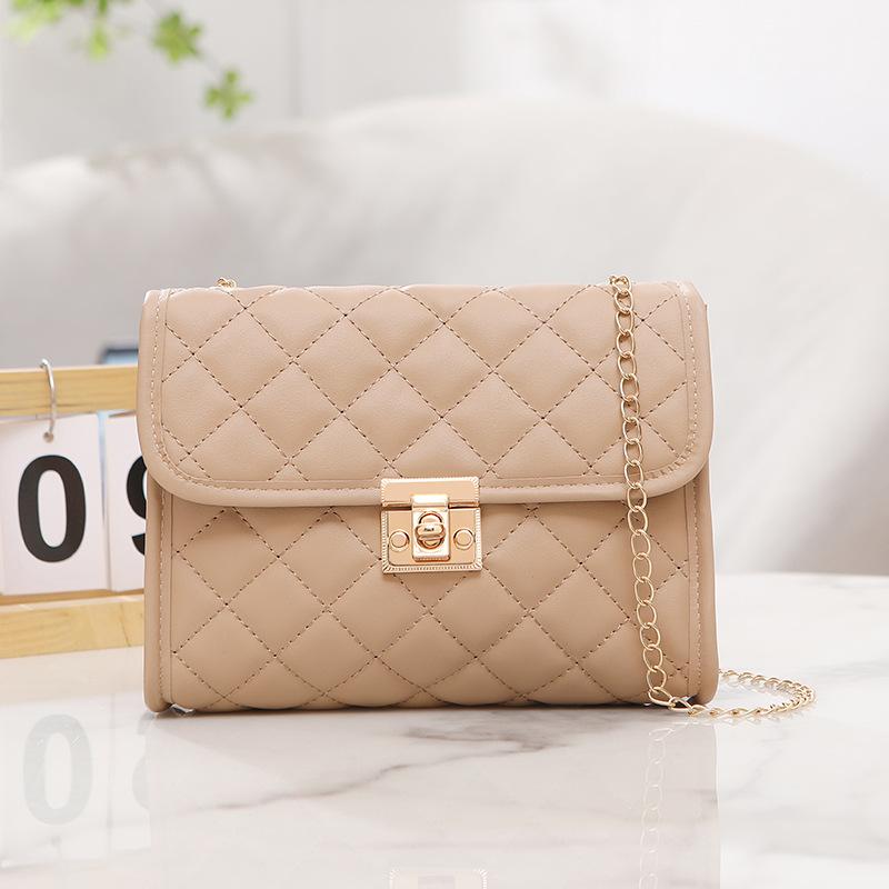 Embroidered rhombus single shoulder crossbody square bag casual simple texture women's bag